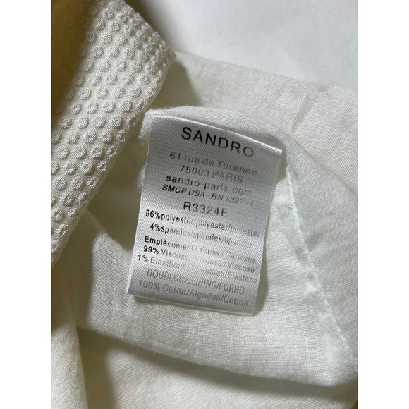 Sandro Short Sleeve open back‎ Mini Dress Womens Medium (Sandro sz 2) white - Picture 8 of 8